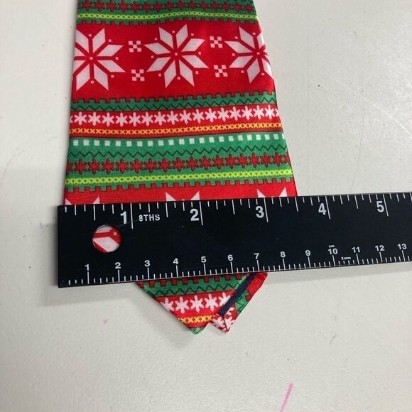 AMSCAN,INC., CHRISTMAS TIE, Ribbon&Snowflakes, 58X3.5, red, white, green - Picture 2 of 10